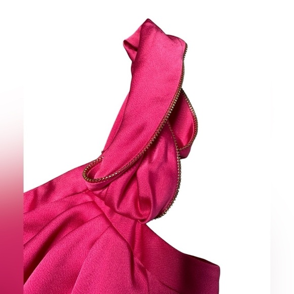 BCBGMaxAzria One Shoulder Barbie Pink Prom Mini Dress New with Rags NWT - Picture 4 of 10